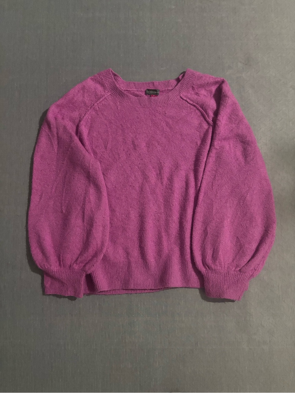Vince Camuto Raspberry Balloon-Sleeve Crewneck Sweater